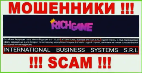 Организация, владеющая обманщиками RichGame - это NTERNATIONAL BUSINESS SYSTEMS S.R.L.