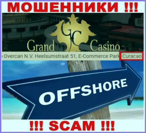 С организацией Grand Casino работать НЕ ТОРОПИТЕСЬ - скрываются в оффшоре на территории - Curacao