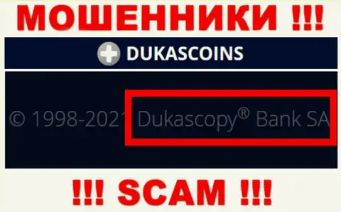 На официальном web-портале DukasCoin написано, что данной компанией владеет Dukascopy Bank SA