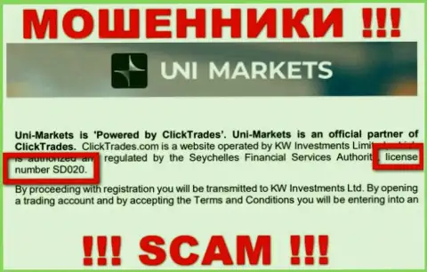 Будьте очень внимательны, UNIMarkets уведут денежные вложения, хоть и указали свою лицензию на онлайн-ресурсе