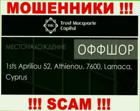 1sts Apriliou 52, Athienou, 7600, Larnaca, Cyprus - адрес, где зарегистрирована мошенническая организация TrustMCapital