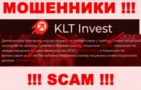 Хоть KLTInvest Com и размещают на веб-сервисе лицензию, знайте - они в любом случае МОШЕННИКИ !!!