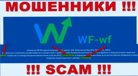 Довольно-таки опасно доверять средства в организацию WF-WF Com, даже при наличии лицензии на осуществление деятельности (номер на сайте)