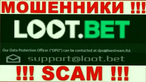 Связаться с internet ворюгами Loot Bet возможно по представленному е-мейл (информация взята была с их web-ресурса)