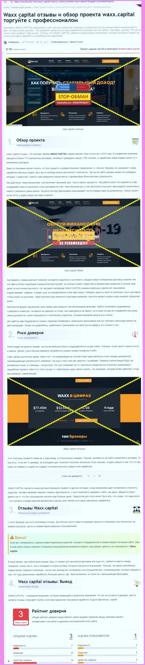 Подробный разбор методов обмана Waxx-Capital Net (обзор)