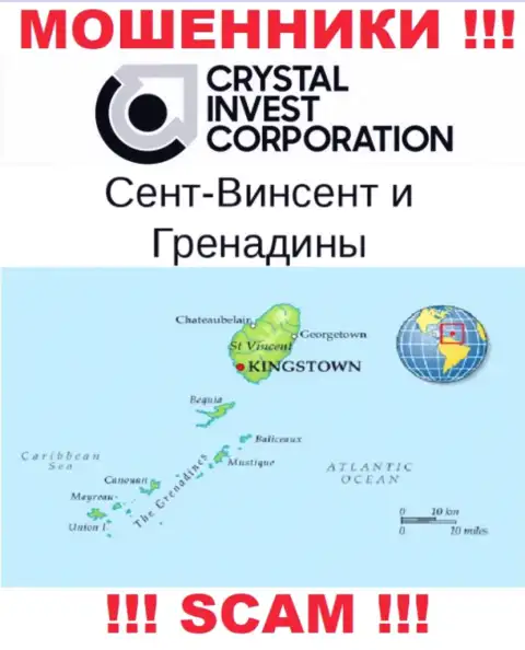 Saint Vincent and the Grenadines это официальное место регистрации компании CrystalInvestCorporation