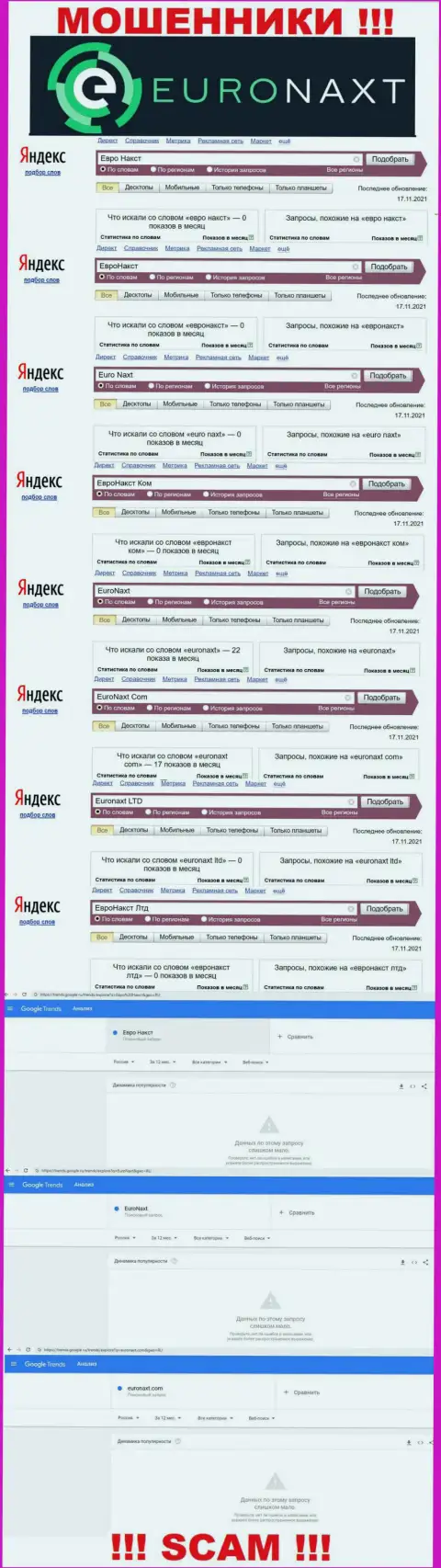 Онлайн-запросы по internet мошенникам EuroNaxt Com