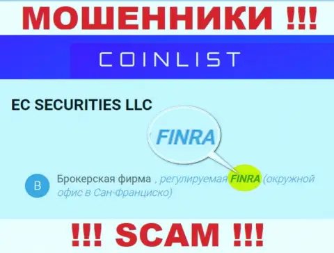Постарайтесь держаться от компании CoinList как можно дальше, которую покрывает мошенник - FINRA