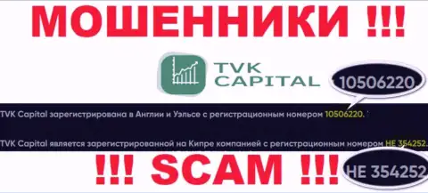 Будьте крайне бдительны, наличие номера регистрации у TVK Capital (10506220) может оказаться заманухой