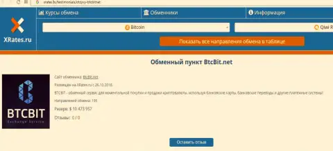 Публикация об онлайн-обменке BTCBit Net на интернет-портале хрейтес ру