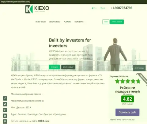 Рейтинг форекс дилинговой компании KIEXO, опубликованный на сайте битманиток ком