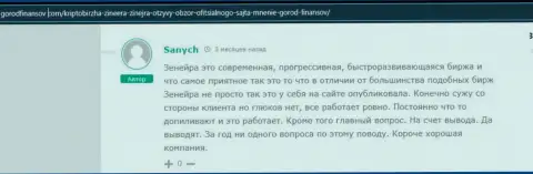 Отзыв реального клиента дилингового центра Zineera, взятый с сайта gorodfinansov com