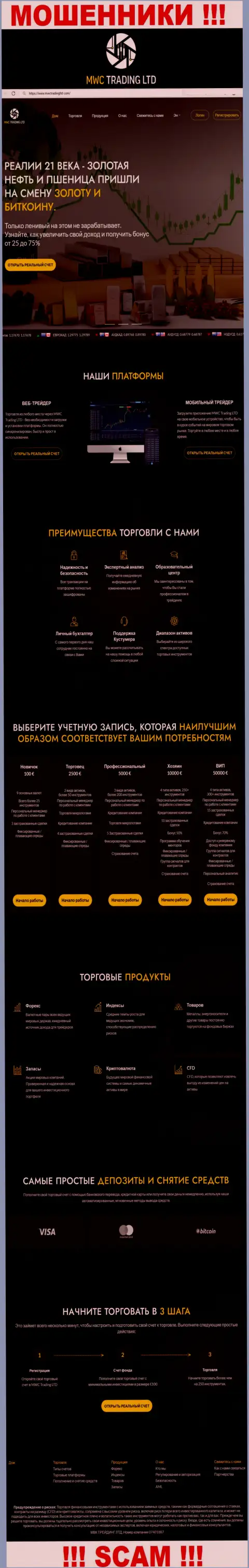 Скрин официального сайта жульнической организации MWCTradingLtd
