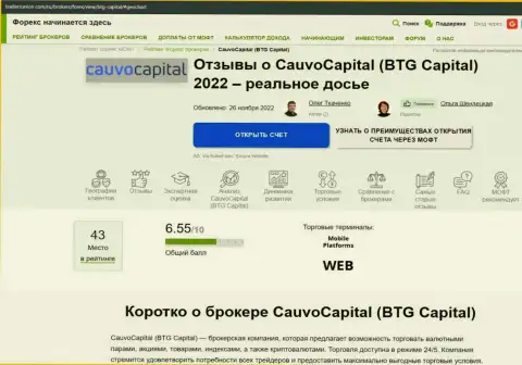 Обзор условий дилинговой компании CauvoCapital в информационном материале на веб-портале ТрейдерсЮнион Ком