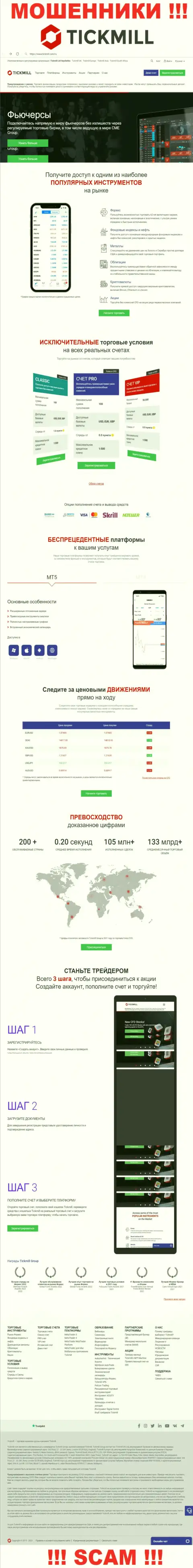 Внешний вид официального веб-ресурса жульнической организации Tick Mill