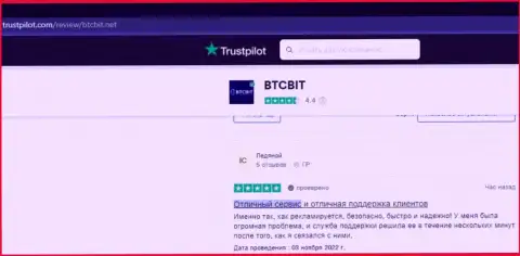 Мнения пользователей сети internet об услугах технической поддержки обменки BTC Bit, представленные на trustpilot com