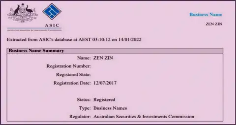 Регистрация брокерской фирмы Zinnera австралийским финансовым регулятором