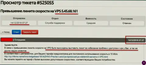 Хостинг-провайдер рассказал, что VPS сервера, где и хостится веб-портал ffin.xyz лимитирован в скорости
